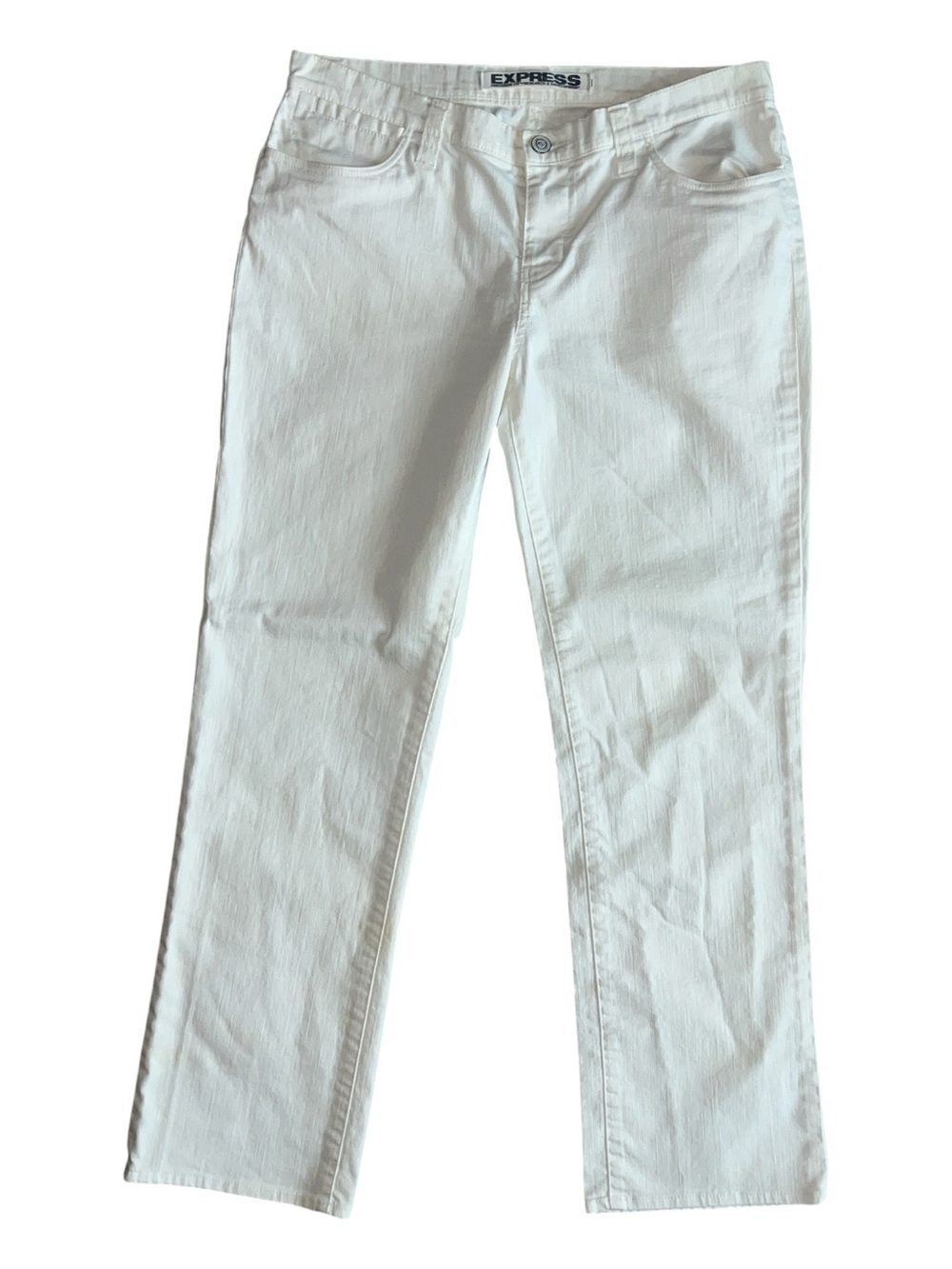 Express Women's White Straight-Leg Jeans Size 10